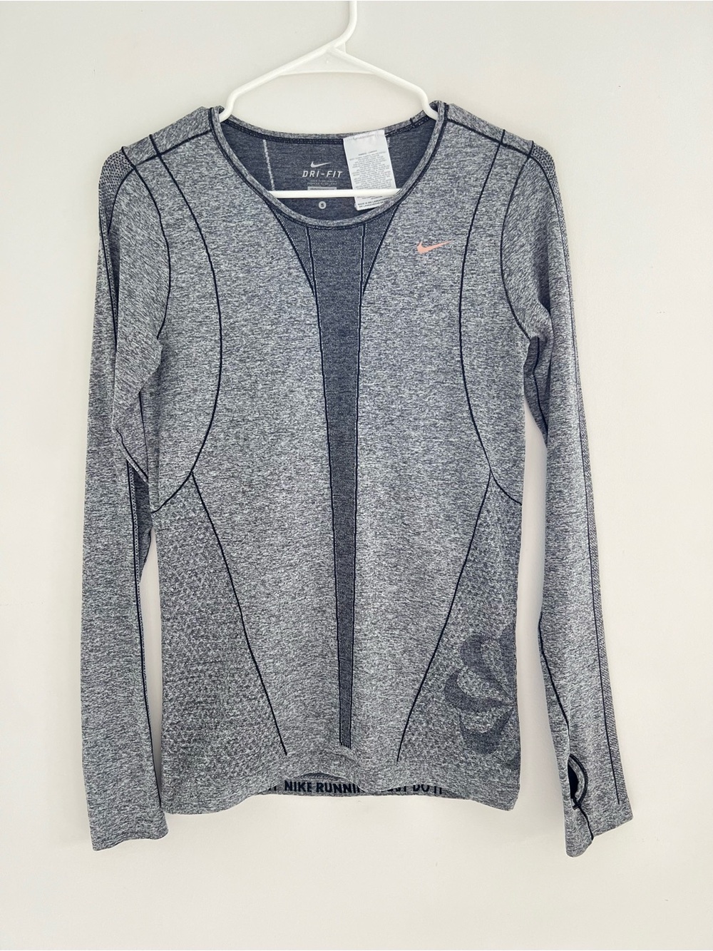 Nike Dri-Fit Gray Long Sleeve Shirt Women’s Running Workout Athletic Top Small